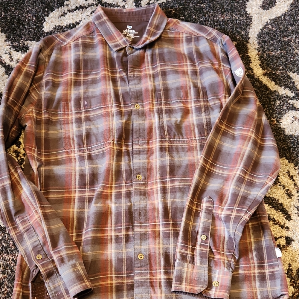 Kuhl Men's Plaid Button-Down Shirt in Brown and Red Tones
